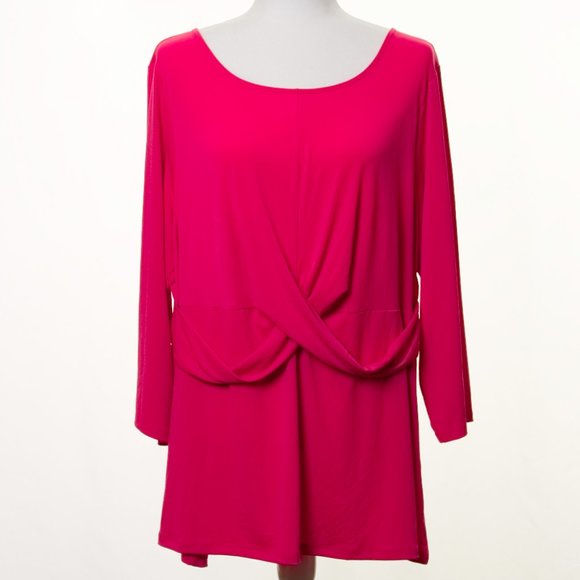 NWT Alfani Stretch Crossover Wrap Top Pink 2X - Picture 3 of 5